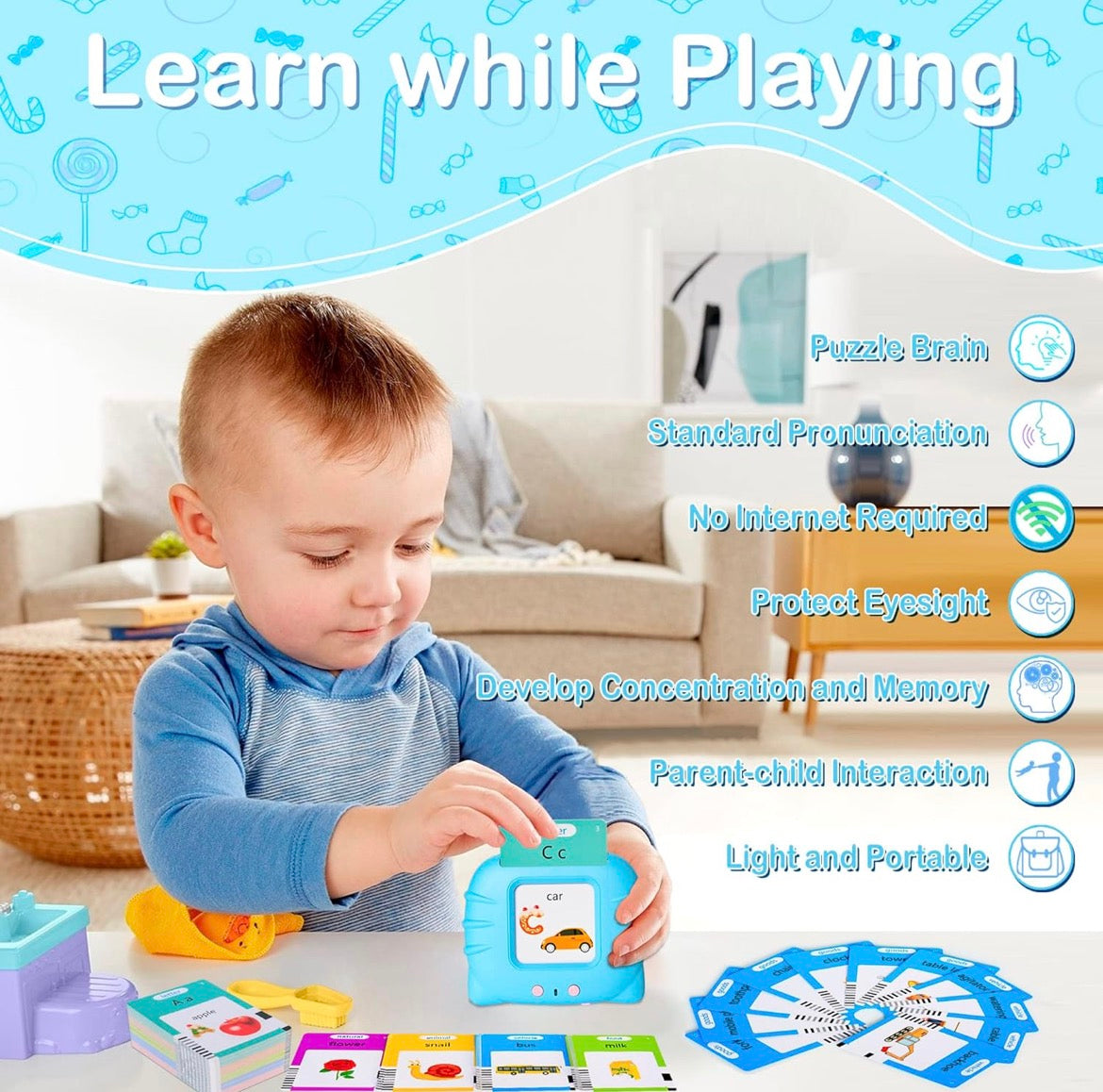 Screen-Free Talking Flash Cards - Boost Vocabulary & Pronunciation